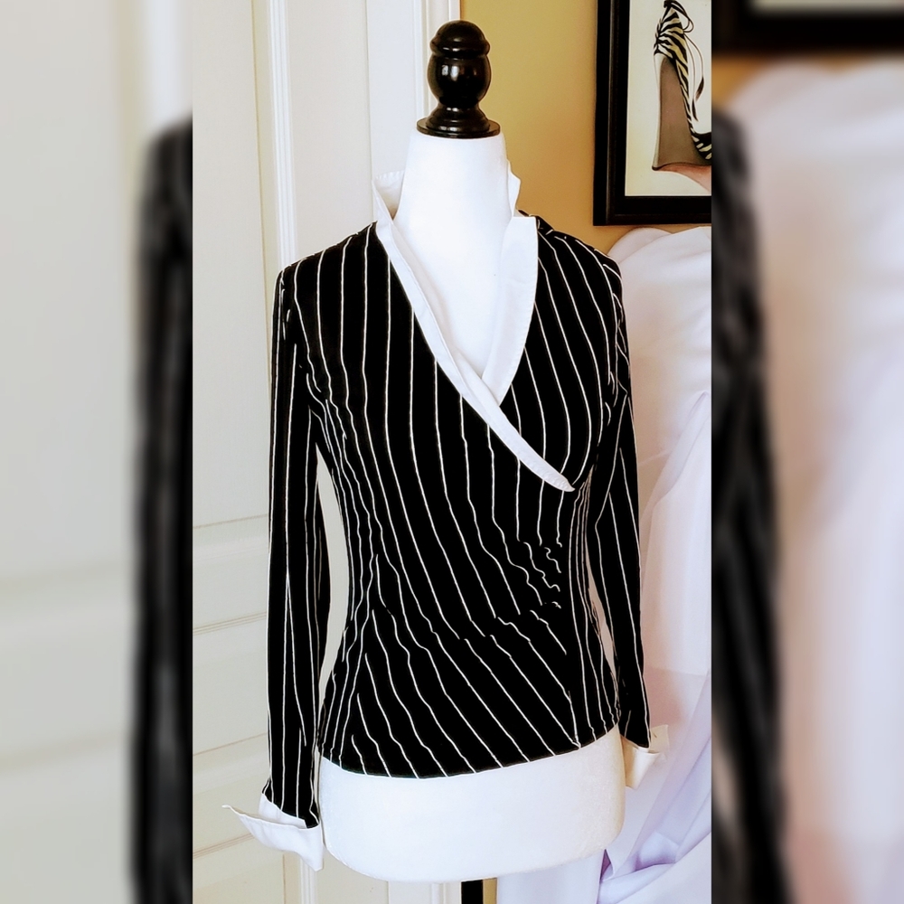 3/$30 or 2/$25 Black & white pinstripe top